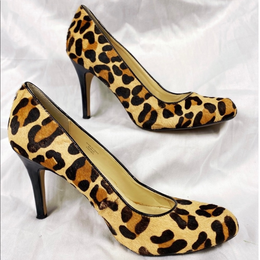 Max Studio Genuine Calf Fur Leopard Pumps Size: 8 1/2